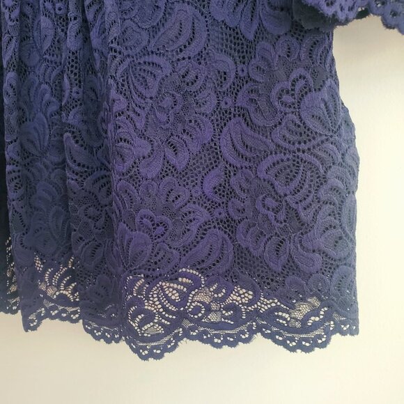 ROAMAN'S Women's Plus Size Dressy Lace Babydoll Blouse Top Crossover V Neck Navy - Picture 4 of 6